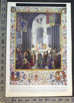 1935 CHRISTMAS NATIVITY PETERBOROUGH CATHEDRAL MURIEL A BRODERICK PRINT 36368