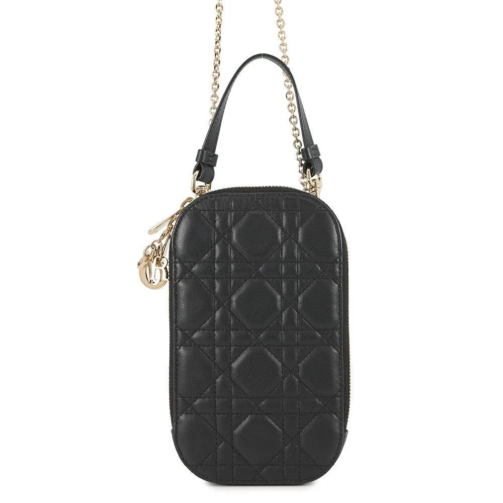 Dior — Dior Cannage Lady Dior Call'in Dior Phone Holder 2-Way Lambskin Black S0872ONMJ
