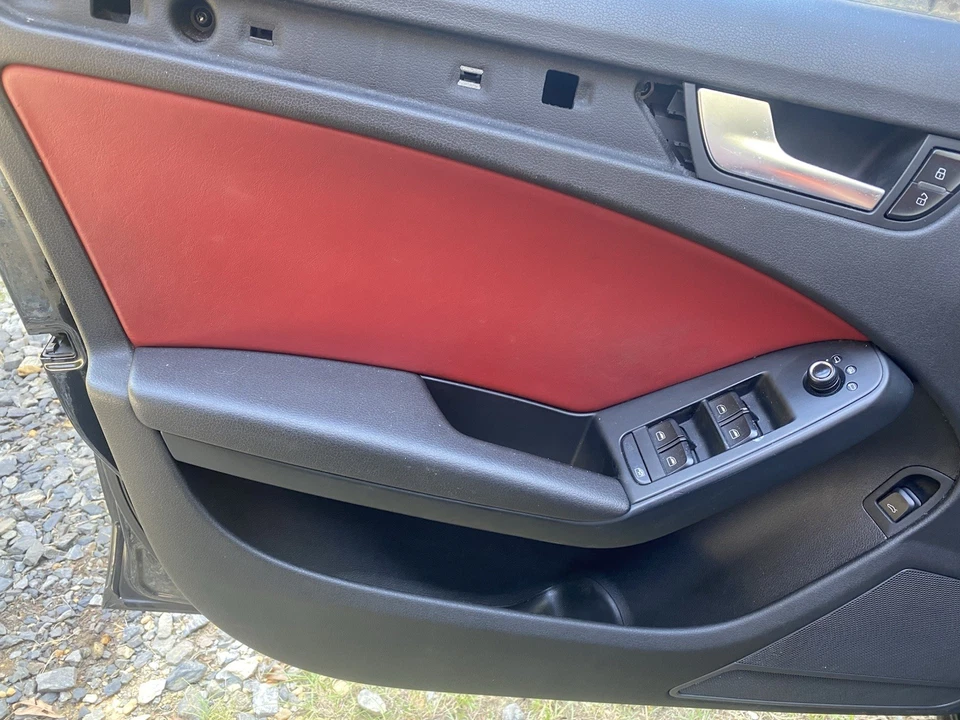 AUDI S4 A4 B8 2010-12 OEM CUERO NEGRO ROJO ASIENTOS DELANTEROS TRASEROS PANELES PUERTAS 08-16 Foto 3 de 4