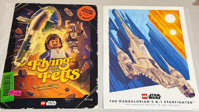 2 LEGO Star Wars Joe Hogan Art Prints Flying w/ Fetts & N-1 Starfighter Posters