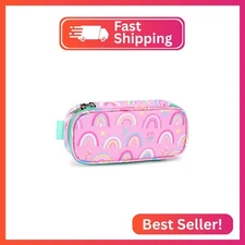 mibasies Girls Pencil Case for Kids, Multi-Slot Pencil Pouch, Rainbow Pink