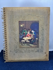 Vintage Photo Album Holographic Jesus Manger Scene 1930 1940 Women Swimsuit