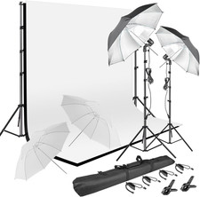 Pro Photography Lighting Kit with Backdrops, Stands, and Clips - 85W LED