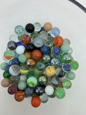 Lot of 100 Vintage Glass Marbles Mixed Sizes Colors Swirls Cat s Eye Agate