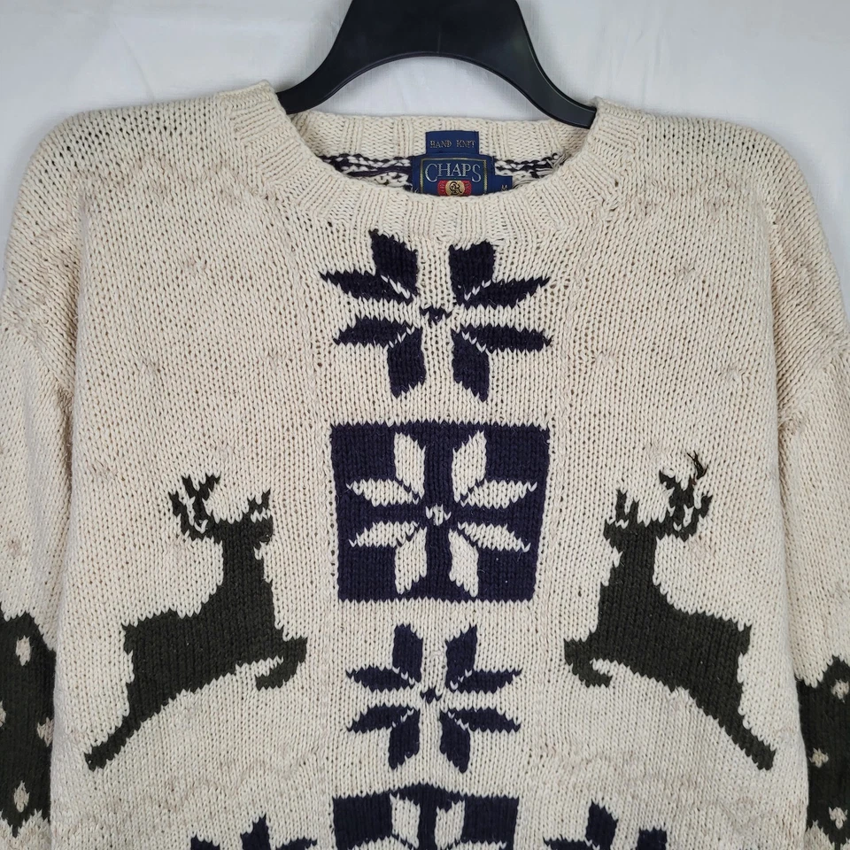 Suéter Pescador Vintage Chaps Ralph Lauren Chaps Tejido con Cable Chaps Hombre’s Mediano Foto 2 de 4