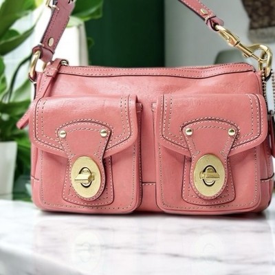 Coach Coral Pink Double Turnlock Legacy Shoulder Bag F12868 | eBay
