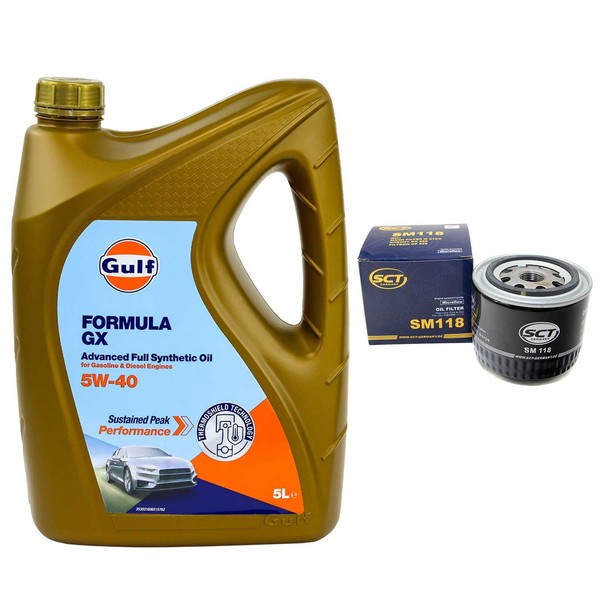 MotoröL Set Gulf Formula GX 5W-40 5 Liter + ÖLfilter FüR Alfa Romeo Fiat Opel-image