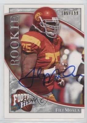 2009 Upper Deck Football Heroes Silver /199 Fili Moala #139 Rookie Auto RC 11n6