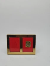 Vintage Solid Brass Double Rectangle Photo Frame Gold Metal Picture 2.5" x 1.5"