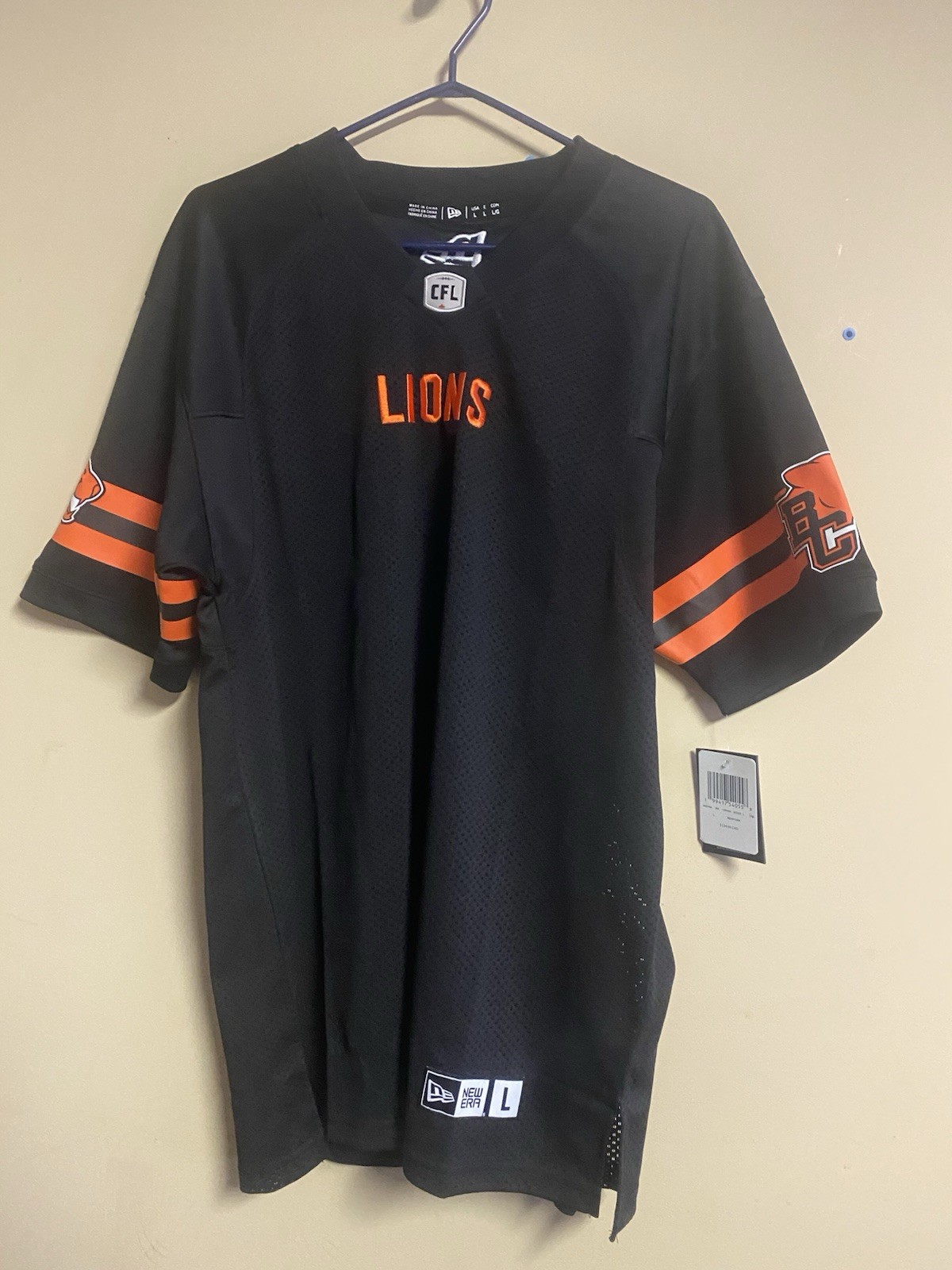 Men'S Bc Lions New Era Cfl Replica Home Football Blank Jersey - Blackout