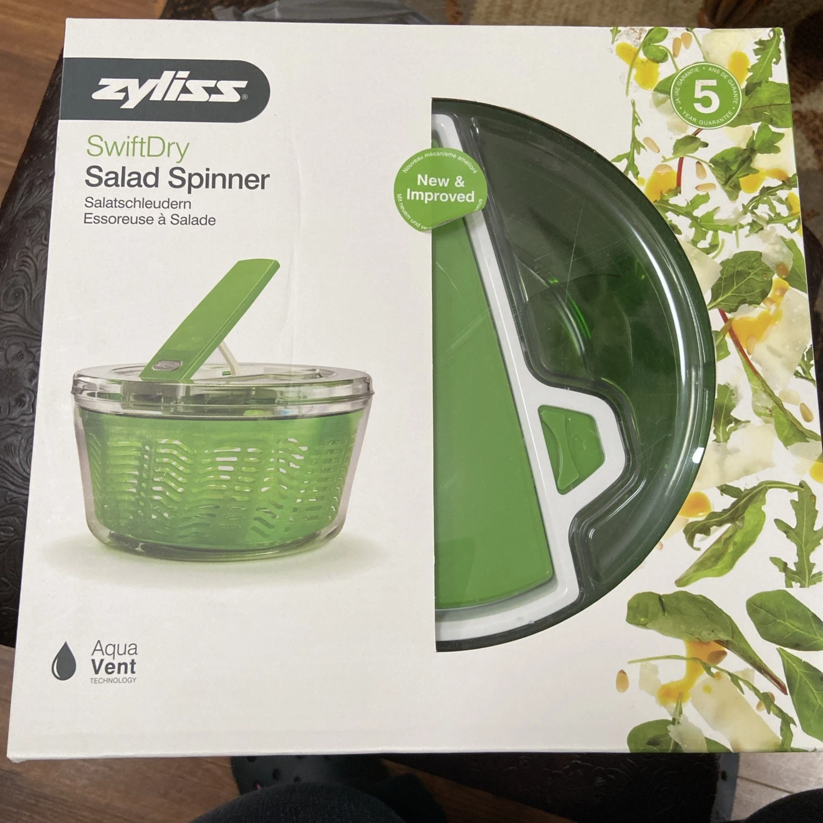 Zyliss SwiftDry Salad Spinner Large Aqua Vent Green Pump Action