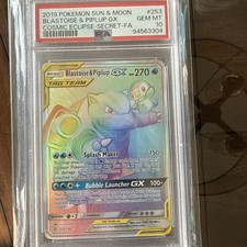 2019 POKEMON SUN & MOON COSMIC ECLIPSE FULL ART/BLASTOISE & PIPLUP GX PSA 10