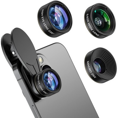 3-in-1 Smartphone Camera Lens Kit   0.62× Wide Angle + 25× Macro + 235° Fishe...