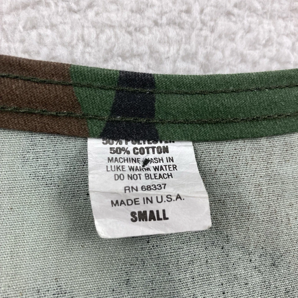 Vtg Woodland Camo Zip Vest Mens Small Green Camouflage Shell Loops Bird Hunting - Image 4 of 4