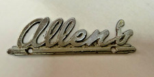 Vintage Metal Script Nameplate Emblem Badge Allens Chrome Cast Metal Sign Part