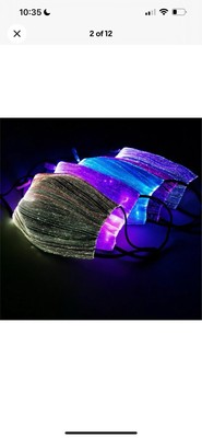 LED Light Up Face Mask 7 Colors Filter Glitter white Rechargeable Glowing Mask