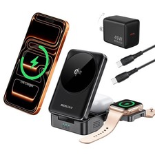 Foldable 3-in-1 Wireless Charger for Apple Devices, Qi2 15W Magnetic Fast Cha...