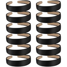 12 Pcs 1'' Anti-slip Ribbon Satin Headbands for Women DIY Craft Hair Accessories