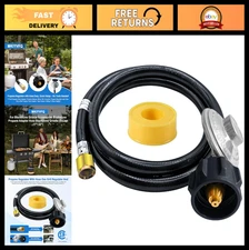 5ft Propane Regulator & Hose for Gas Grills, Heaters, Fire Pits - Universal Fit