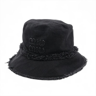 Miu Miu 5HC196 Logo Bucket Hat M Cotton Black | eBay Miu Miu 5HC196 Logo Bucket Hat M Cotton Black | eBay