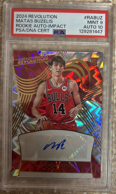 2024-25 Panini Revolution Basketball Matas Buzelis Impact RC Auto /100. PSA 9