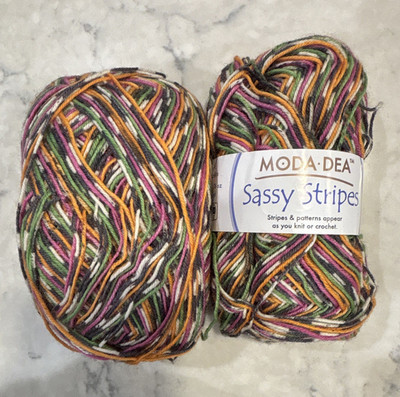 Moda Dea Sassy Stripes Self-Striping DK 3 Acrylic Yarn MPN 6948 Lot 2
