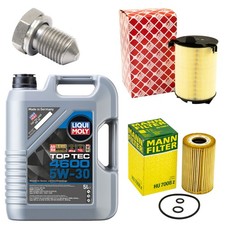 Motoröl Filter Set 5W-30 5 Liter + Ölablassschraube für Audi Q3 Seat Skoda VW
