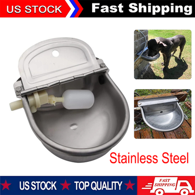#ad Automatic Stainless Steel Water Trough Bowl Drinking Auto Bowl Horse Dog Cattle $20.31
