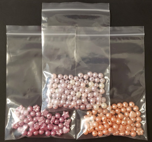 3 Bags Lot of Assorted Pearlescent Loose Beads Jewelry Making Craft Mix