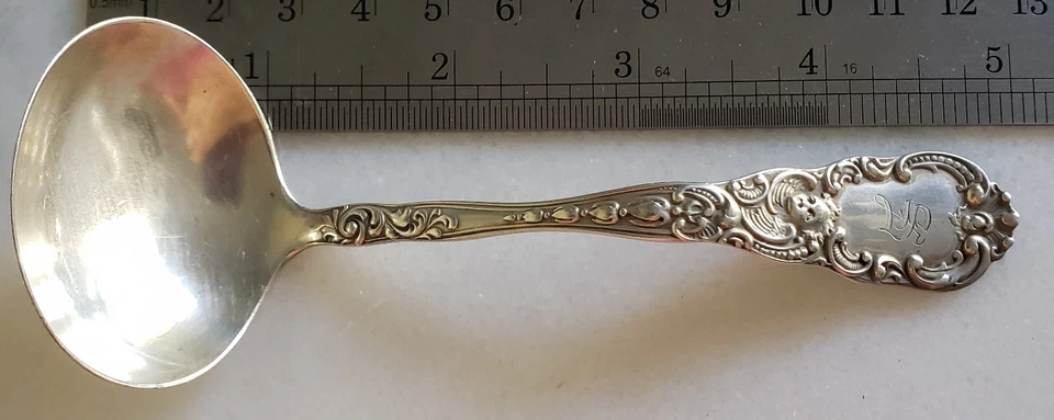 罕见纯银旧多米尼克·哈夫“杯子”婴儿 Cherub 带翅膀 1891 单色 — 第 4/4 张图片