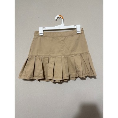 Y2K Mini Pleated Khaki Skirt Retro Women's Small Preppy Collegiate Academia
