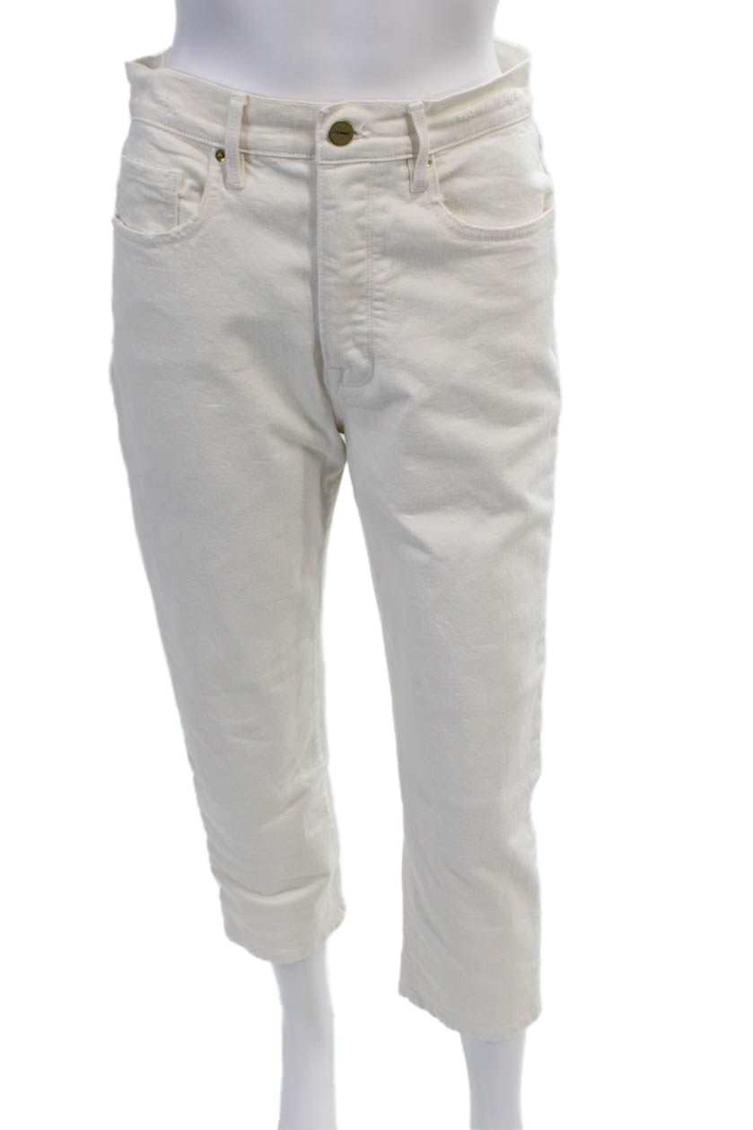 Frame Womens High Rise Le Original Slim Leg Jeans Natural White Cotton Size 28