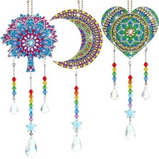 Jetec 3Pcs Christmas Diamond Art Kits Painting Suncatcher Wind Chime Double Side