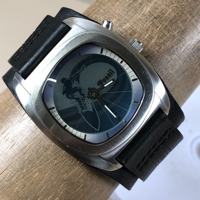 Fossil Big Tic Men JR-8286 Surfing Leather Bund Strap Quartz 41mm Watch 7 1/2''
