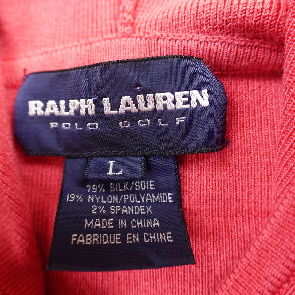 Jaqueta moletom Ralph Lauren polo feminina com capuz L seda vermelha golfe zíper completo malha - Imagem 4 de 4
