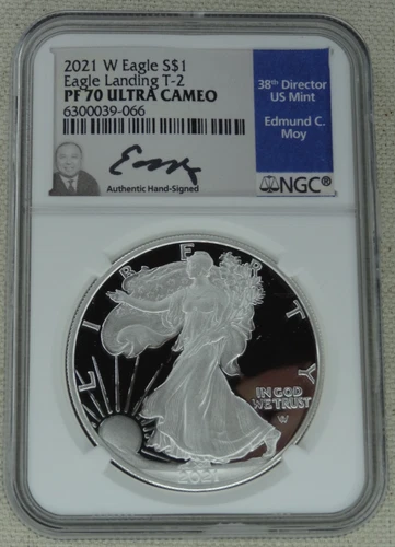 2021-W American Silver Eagle Proof Dollar T-2 NGC PR 70 Moy Signed Type 2 US $1
