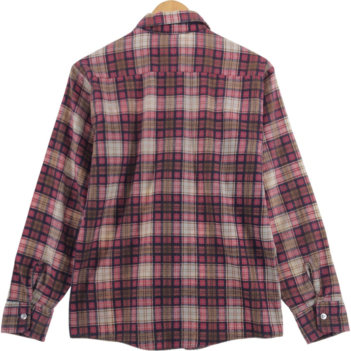 トップス 60s70s vintage print flannel check shirt vintage flannel shirt Grants Mens Wear 60s 70s green plaid