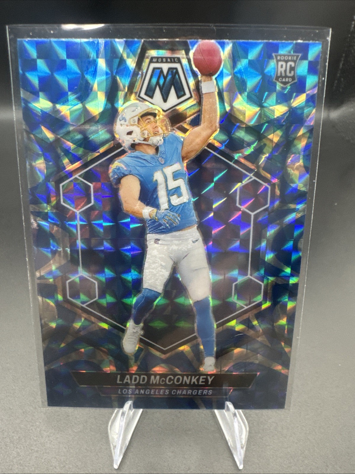 2024 Panini Mosaic - Rookies Ladd McConkey #334 Reactive Blue Mosaic Prizm (RC)!