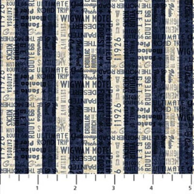 Northcott Route 66 - 23121 49 Navy Stripe Cotton Fabric | eBay