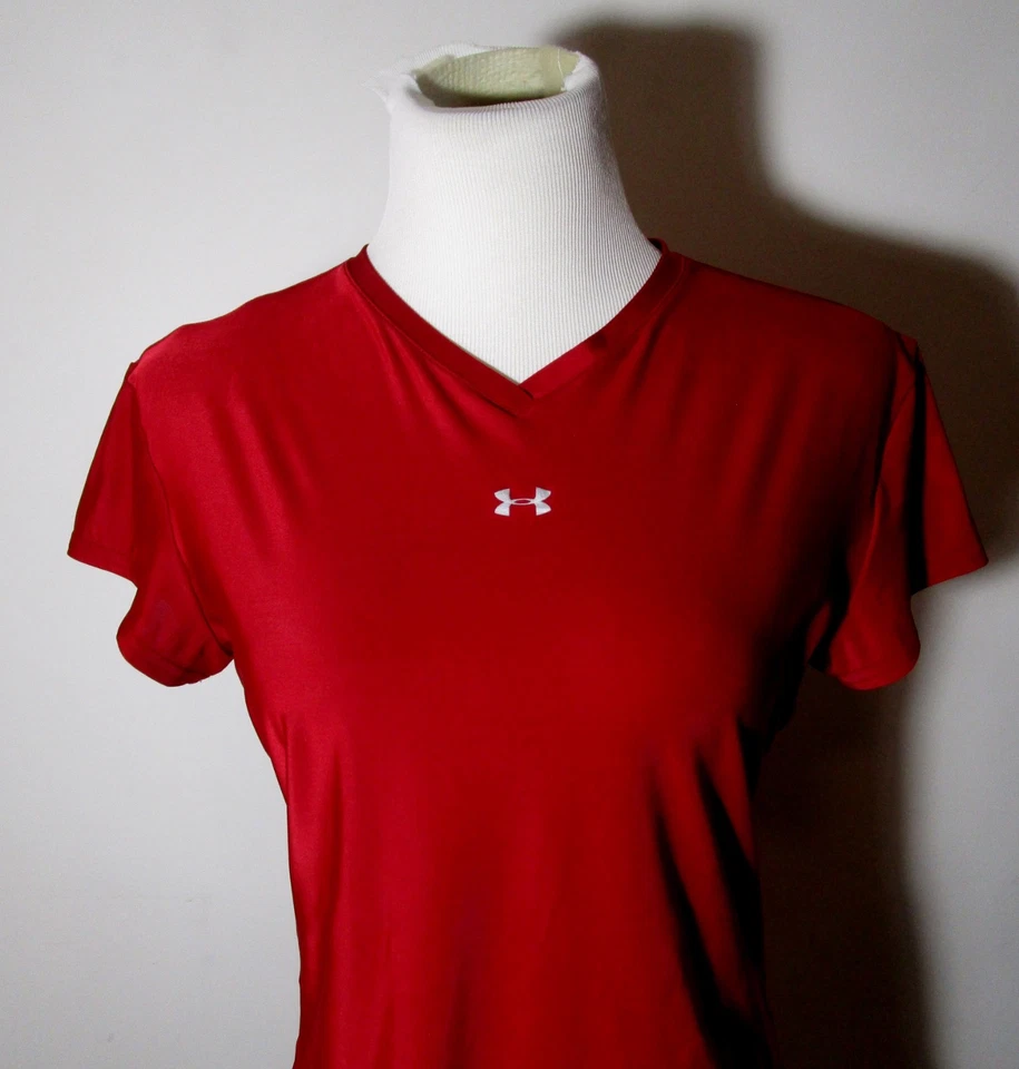 Girl's UNDER ARMOUR Burgundy Red Compression V-Neck Athletic Top Size XL - Image 2 of 4