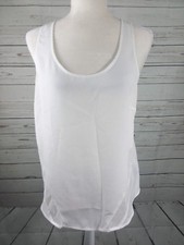 Nicole Miller Sz Medium White Tank Sleeveless Sheer Insets