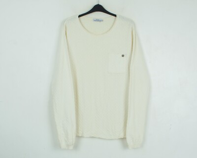 Elvine Hommes XL Pull Tricot Coton Blanc Pull Sweat Décontracté Été