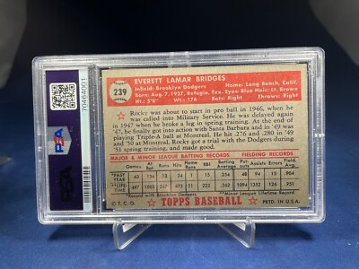 1952 Topps Baseball Card Rocky Bridges #239 Brooklyn Dodgers PSA