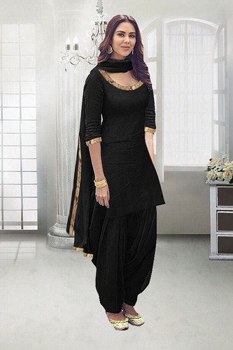 Bollywood Inspired Sexy Black Readymade Salwar Kameez Ethnic Cotton Suit Attires - Picture 3 of 3