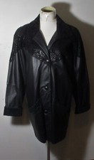 Women's Fitz-wright Black Button 100% Leather Coat Size M Nwot
