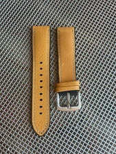 20mm Waterproof ORANGE Cow Hide Leather Watch Strap Black Rubber BLUE stitch
