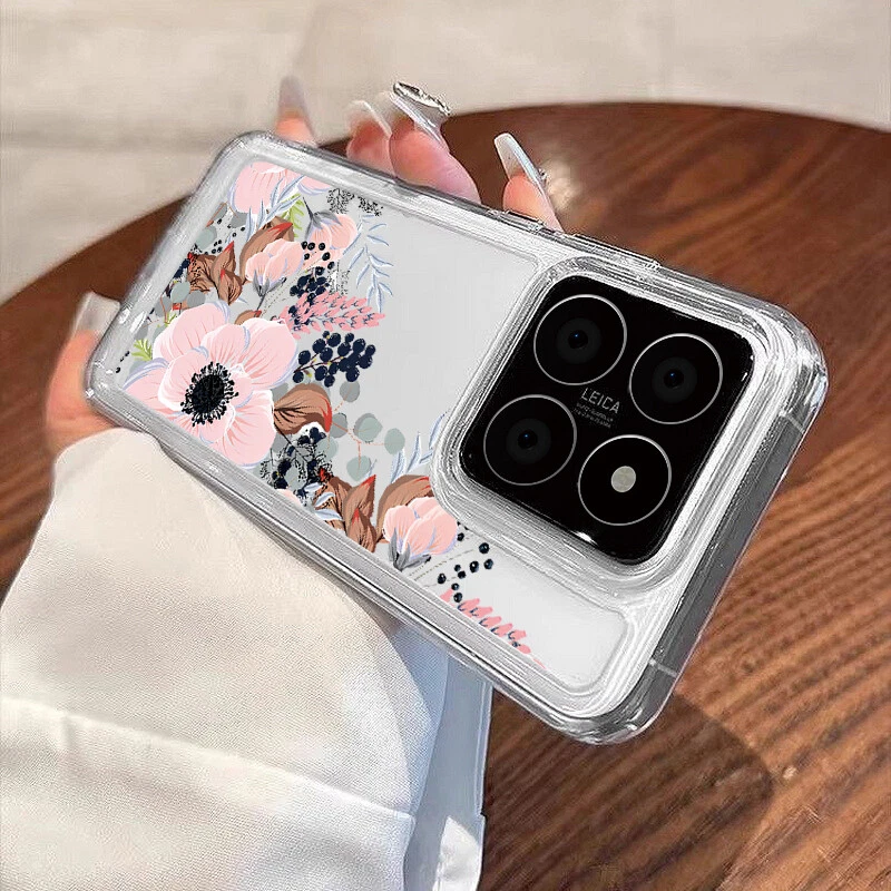 For Xiaomi Poco F6 X6 Pro Redmi Note 13 Pro 13T 11T Flower Clear Slim Case Cover - Image 4 of 4