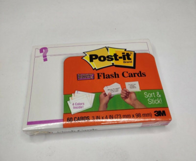 3M Post-it Super Sticky Flash Cards pack of 60 - 3in x 4in - New/Sealed