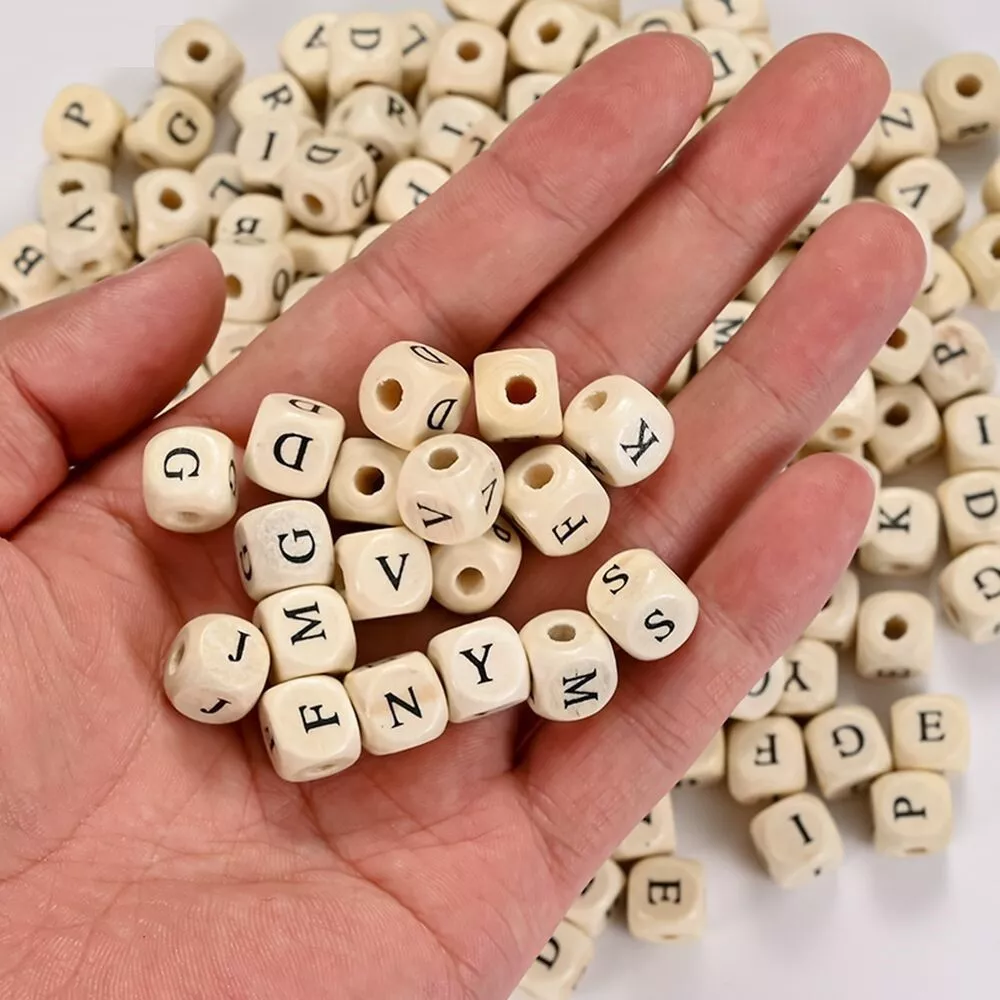 10mm Square Letter Beads Wooden Alphabet Spacer Bead Craft Jewelry Making  Charms