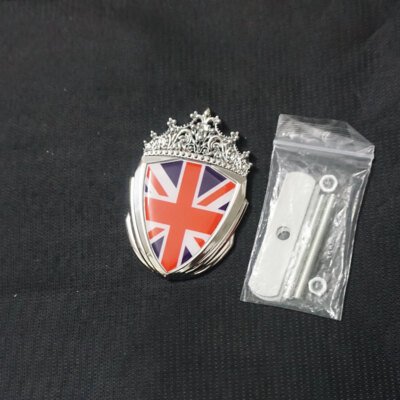 1x Chrome U.K. Flag Silver Metal Grille Emblem Badge Car uk Sports England Coupe